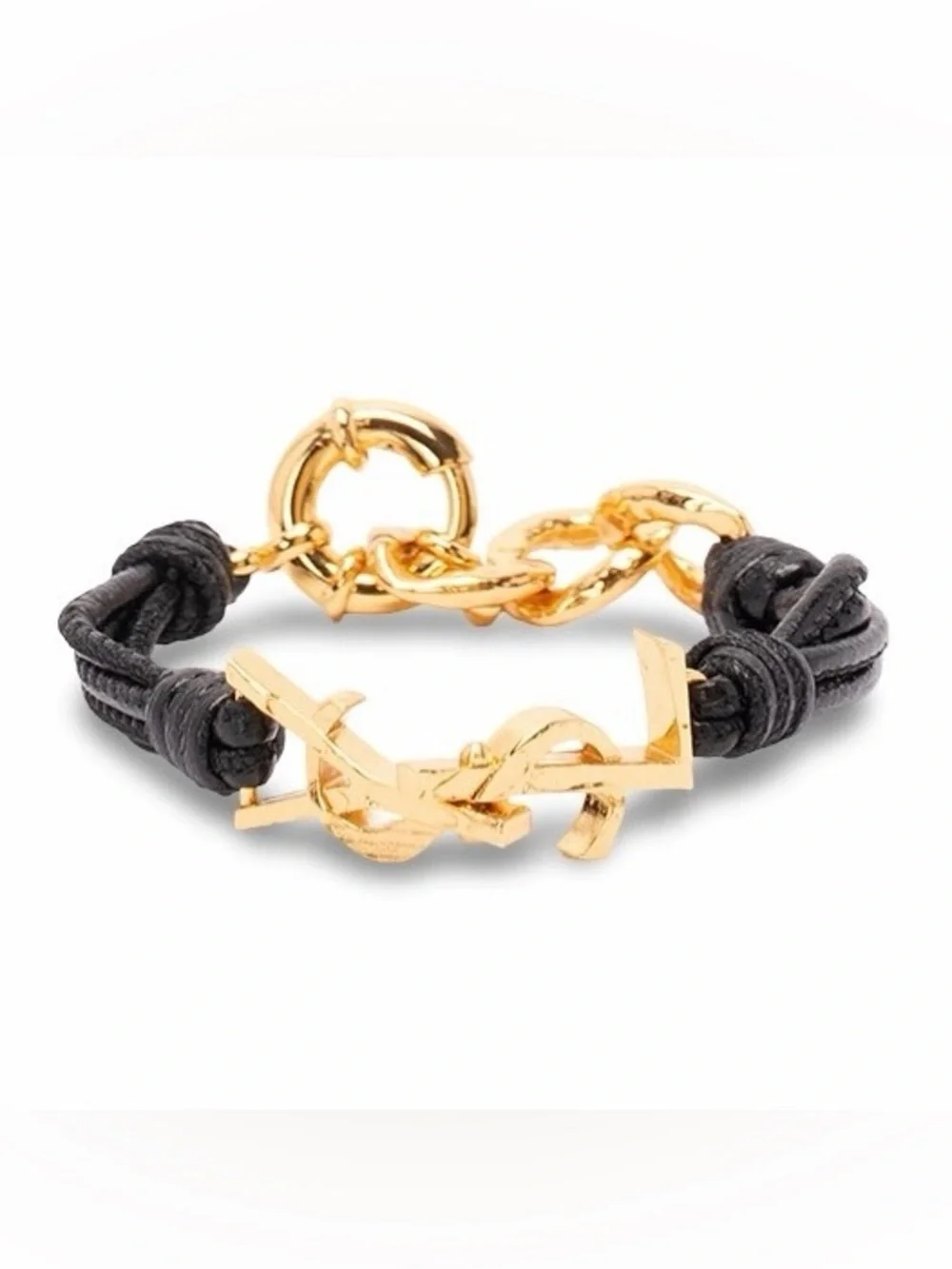 SAINT LAUTENT Cassandra YSL logo multi strand leather bracelet